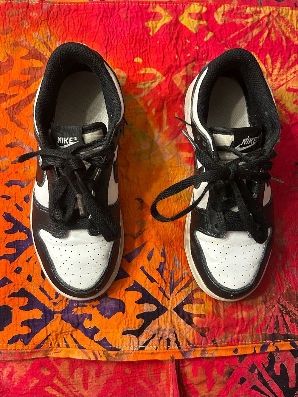 Black and white Nike shoes.